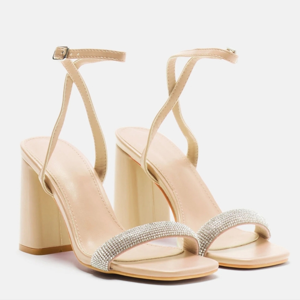 India Embellished Block Heels - Beige size 8.5